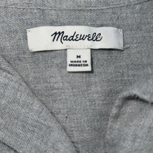 MADEWELL Grey Flannel Front Tie Button Down Shirt-M - Picture 8 of 9